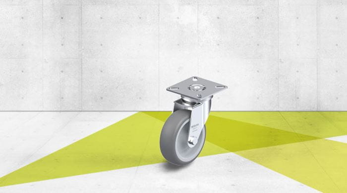 Přístrojová otočná kladka s optimalizovanou montáží pro podlahové vozíky